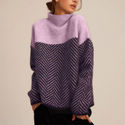 Ava Women's Turtleneck Sweater | Stylish Herringbone Pattern