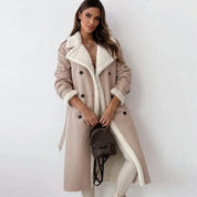 Classic Long Women's Jacket with Fleece Lining and Teddy Collar – Elegant Winter Coat for Chilly Days 4