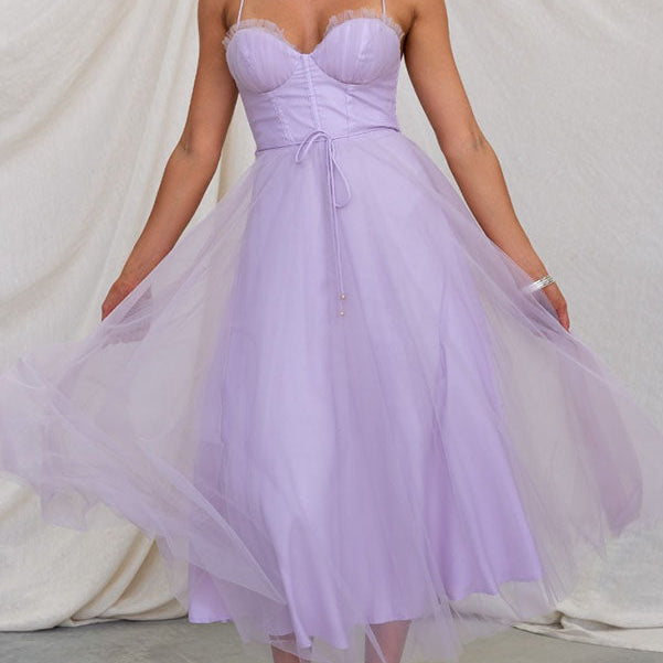 Cora Women's Midi Dress | Lightweight Tulle Skirt, Summer Cocktail