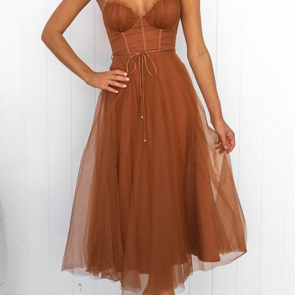 Cora Women's Midi Dress | Lightweight Tulle Skirt, Summer Cocktail