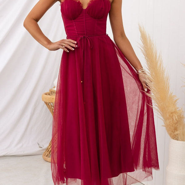 Cora Women's Midi Dress | Lightweight Tulle Skirt, Summer Cocktail