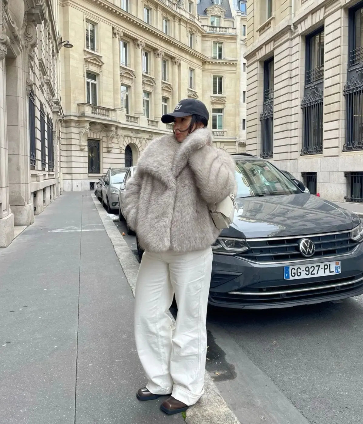 Cozy Faux Fur Jacket for Women - Elegant Voluminous Outerwear in Neutral Tones, Sizes S to XL 8