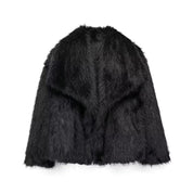 Cozy Faux Fur Jacket for Women - Elegant Voluminous Outerwear in Neutral Tones, Sizes S to XL 9