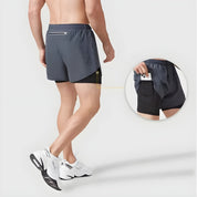 Eli Men's 2-in-1 Gym Shorts | Quick-Dry Fabric, Elastic Phone Pocket