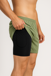 Eli Men's 2-in-1 Gym Shorts | Quick-Dry Fabric, Elastic Phone Pocket