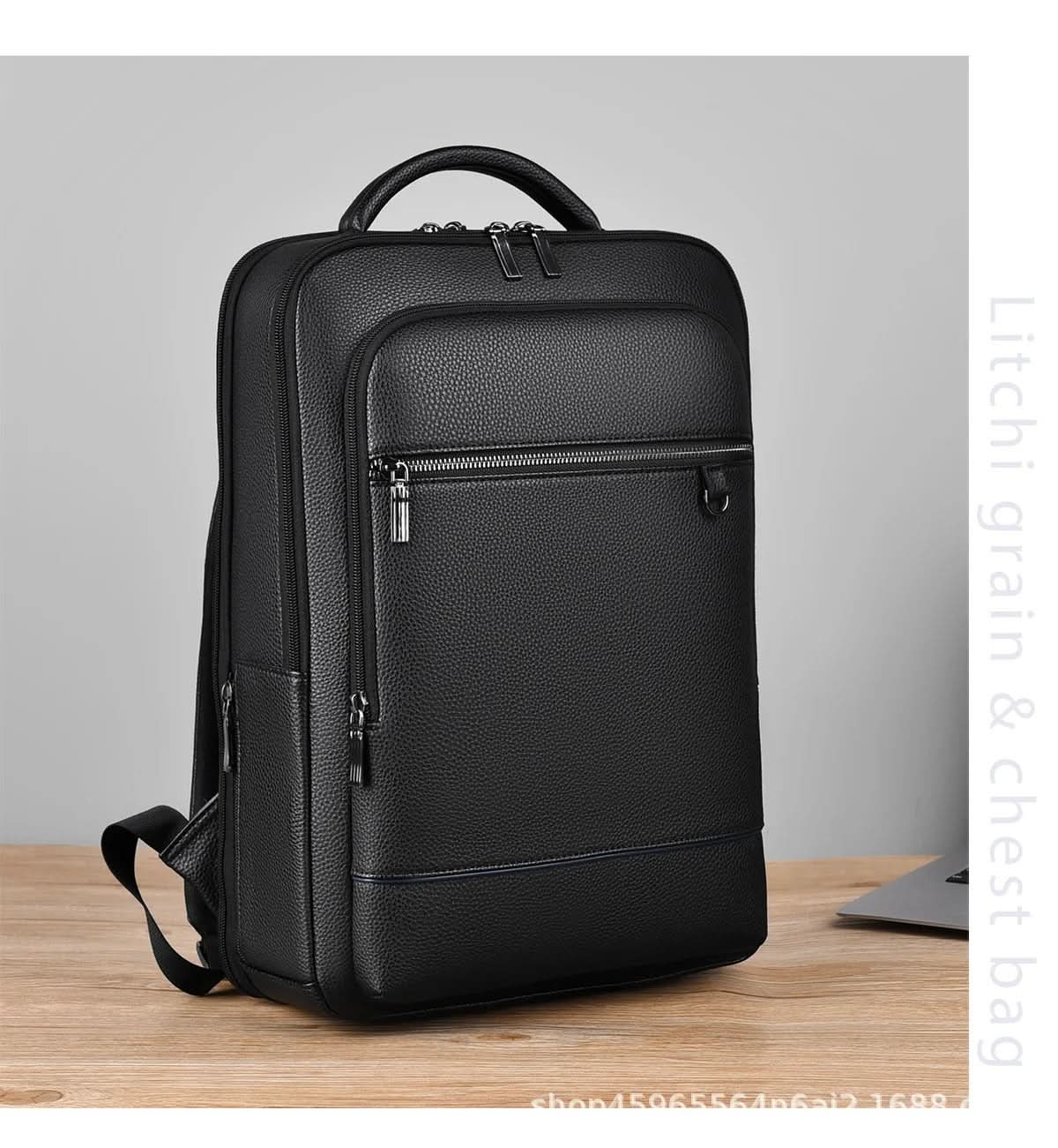 Eli Unisex Leather Rucksack | USB Port, 15.6-Inch Laptop Compatible