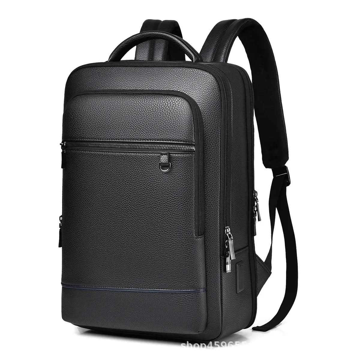 Eli Unisex Leather Rucksack | USB Port, 15.6-Inch Laptop Compatible