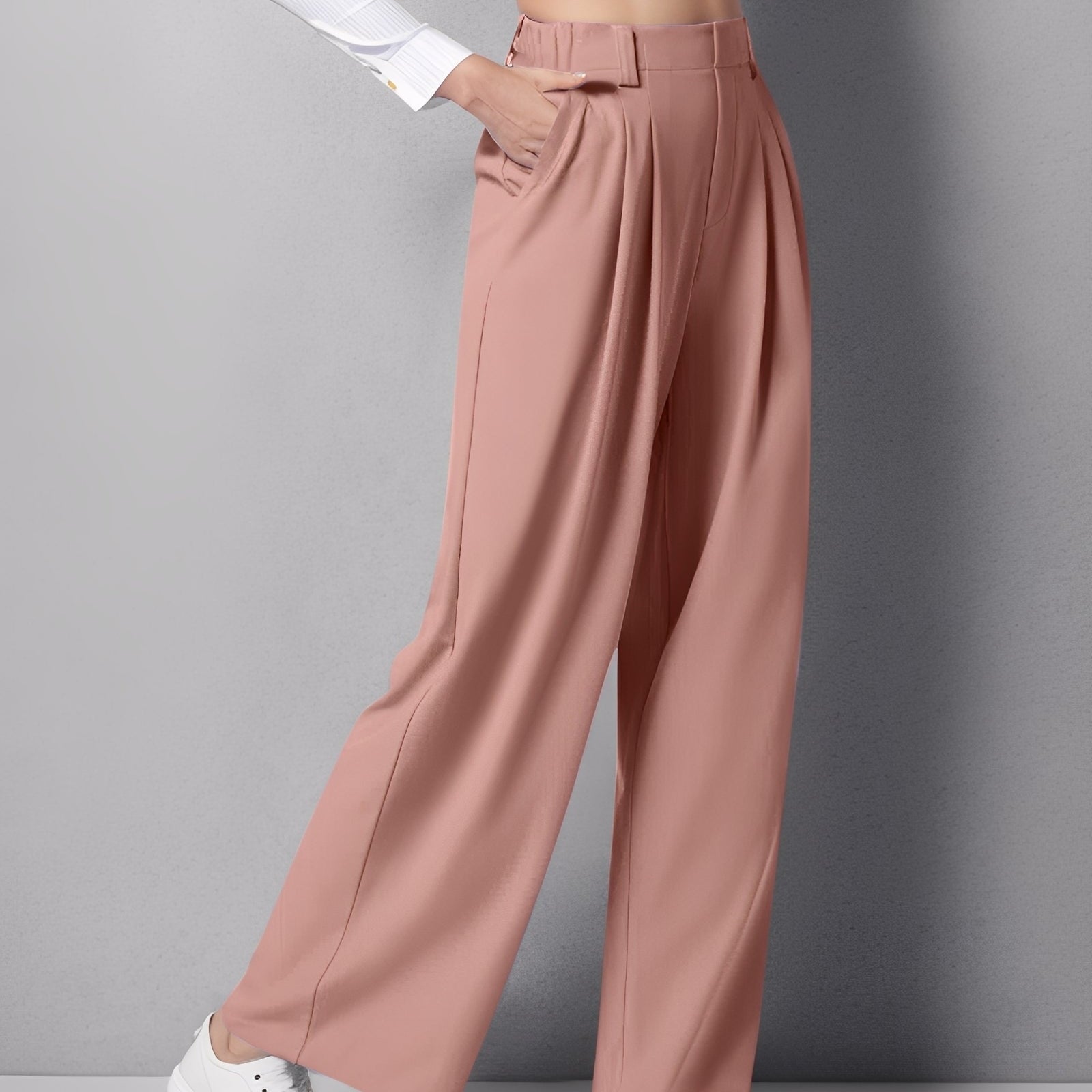 High Waisted Stretchy Trousers for Women – Comfortable Straight Cut Fashion Pants in Multiple Colors 0