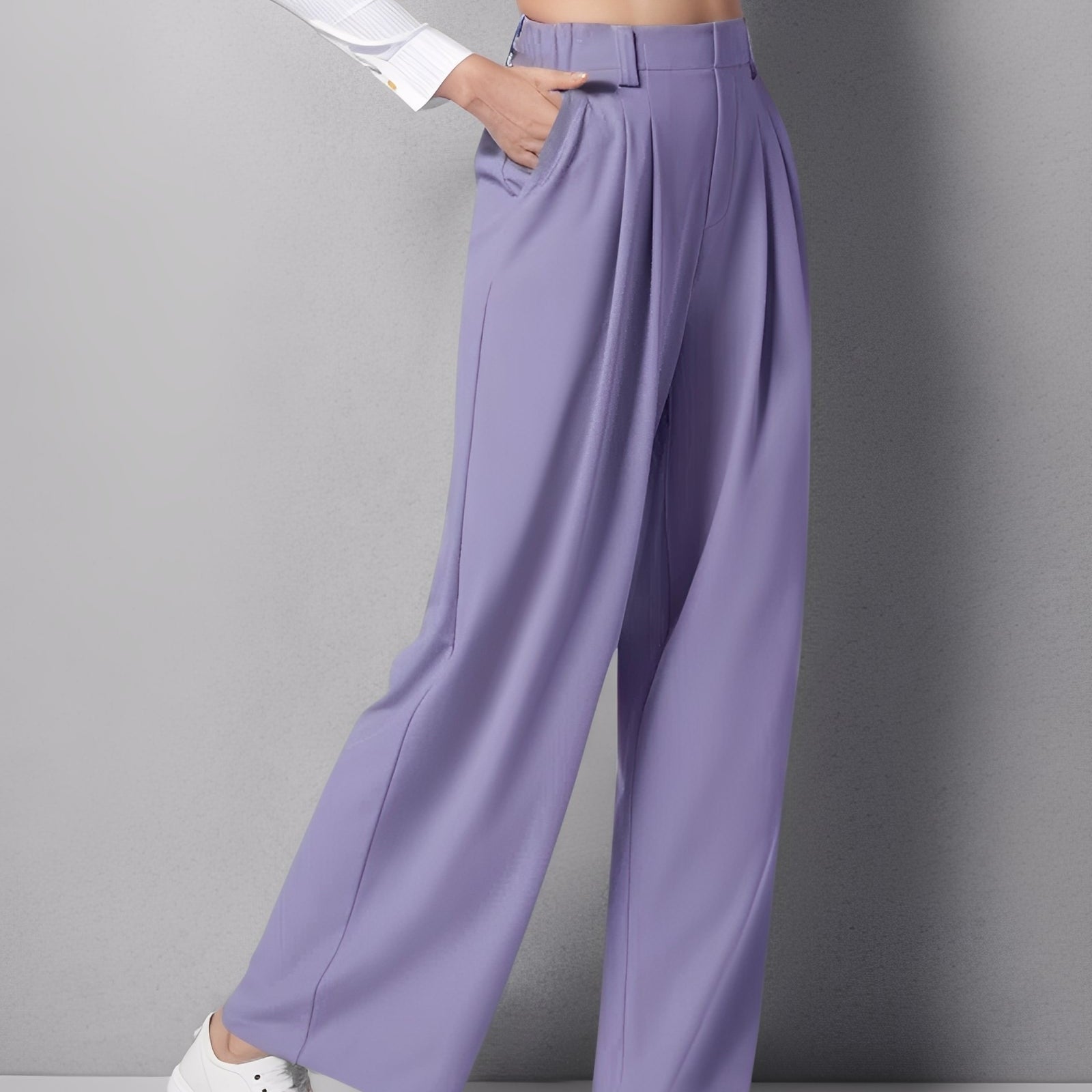 High Waisted Stretchy Trousers for Women – Comfortable Straight Cut Fashion Pants in Multiple Colors 1