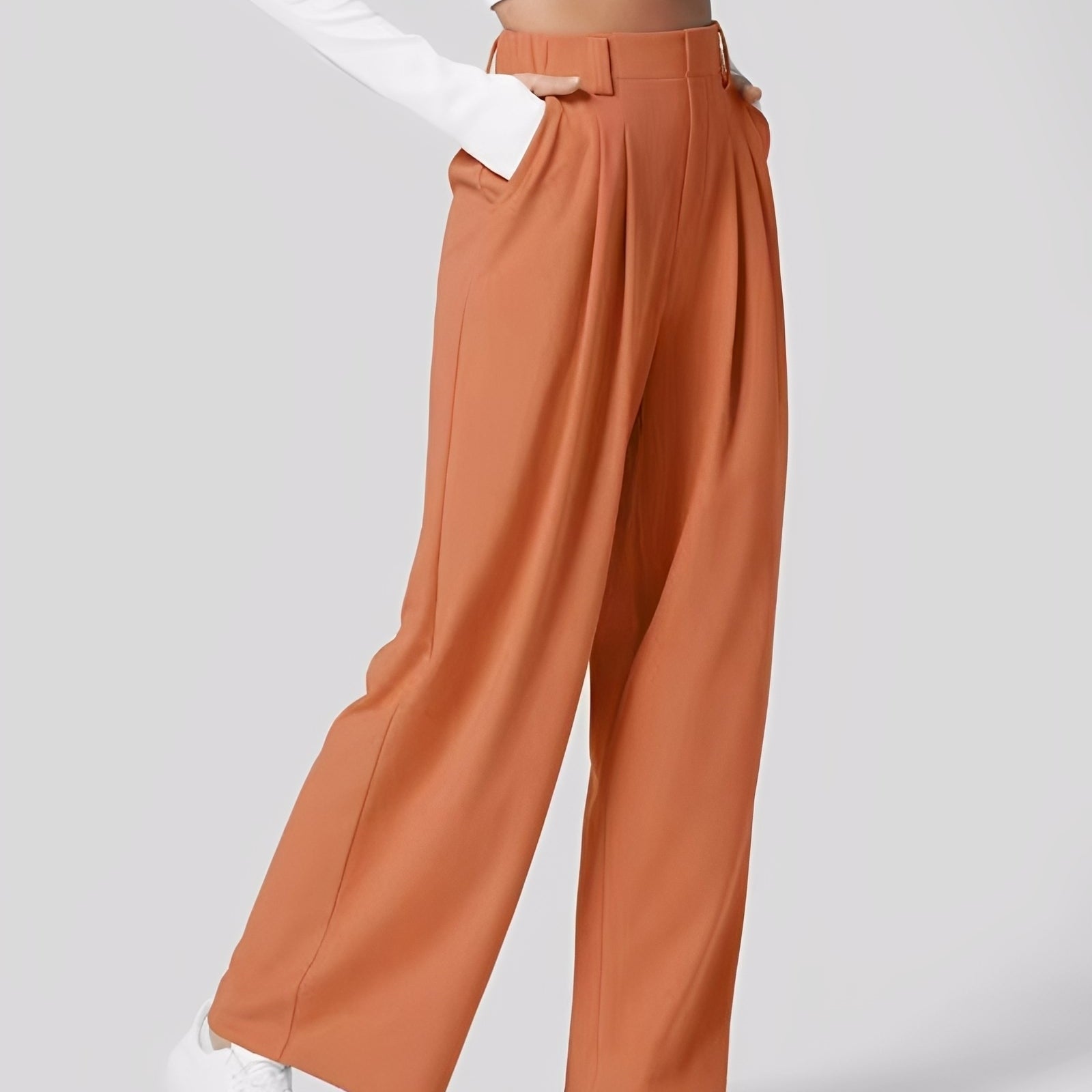 High Waisted Stretchy Trousers for Women – Comfortable Straight Cut Fashion Pants in Multiple Colors 3