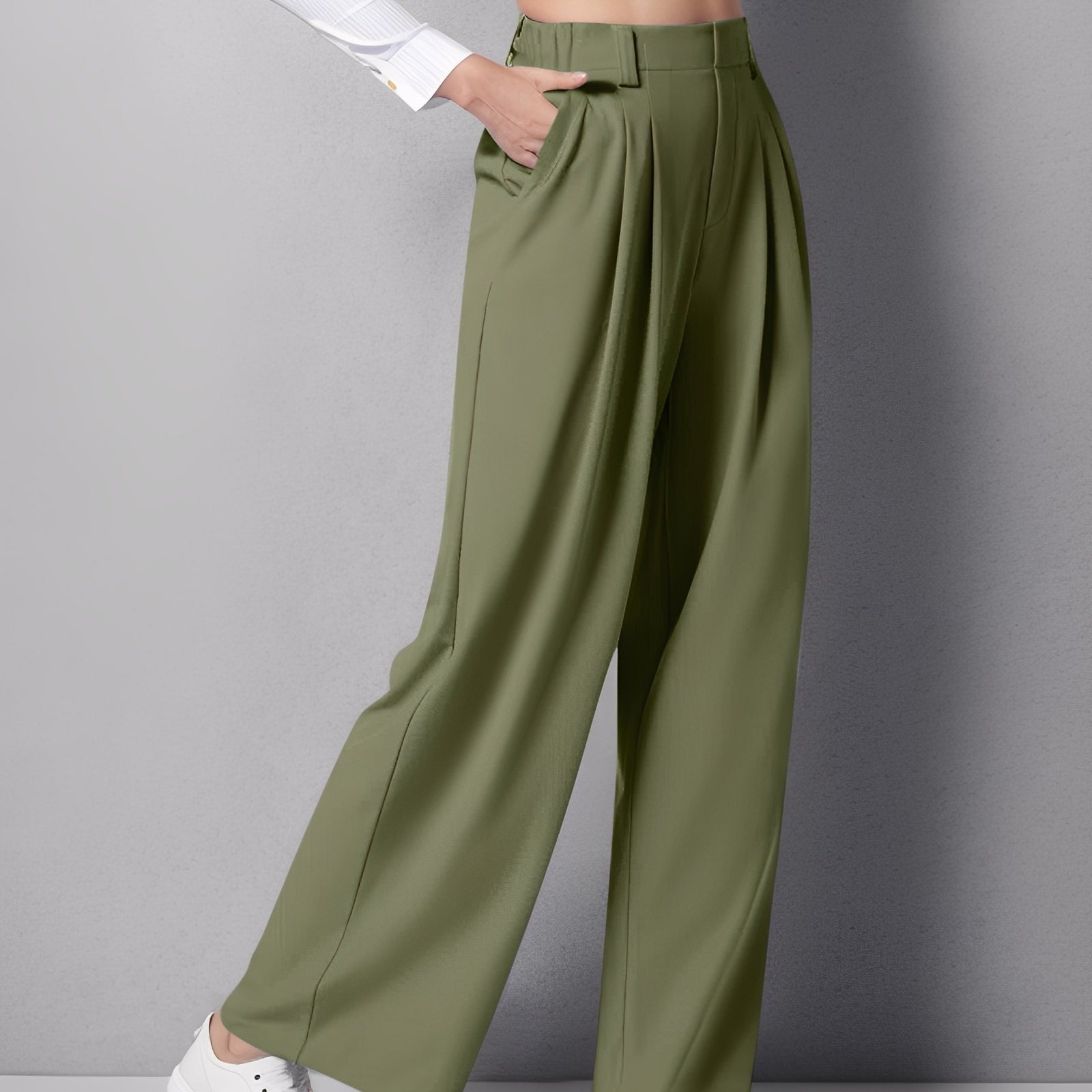 High Waisted Stretchy Trousers for Women – Comfortable Straight Cut Fashion Pants in Multiple Colors 5