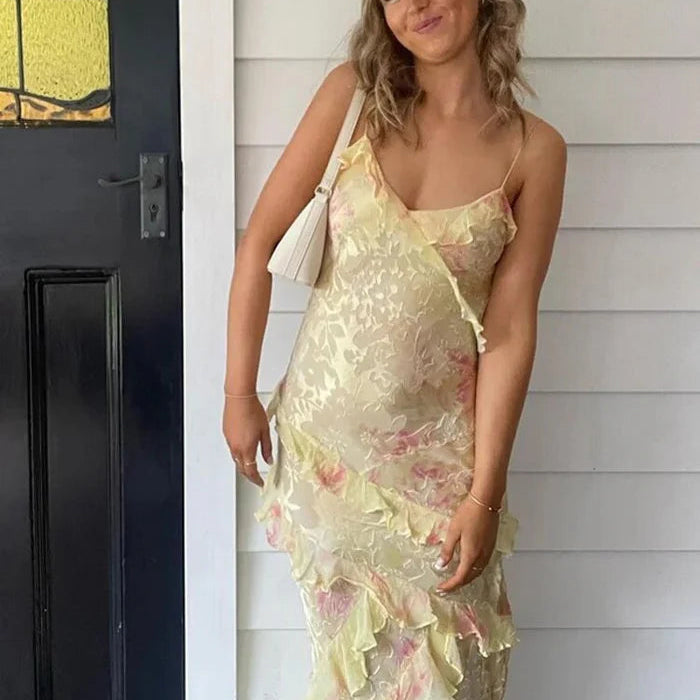 Luna Women's Maxi Dress | Lightweight Pastel Ruffles