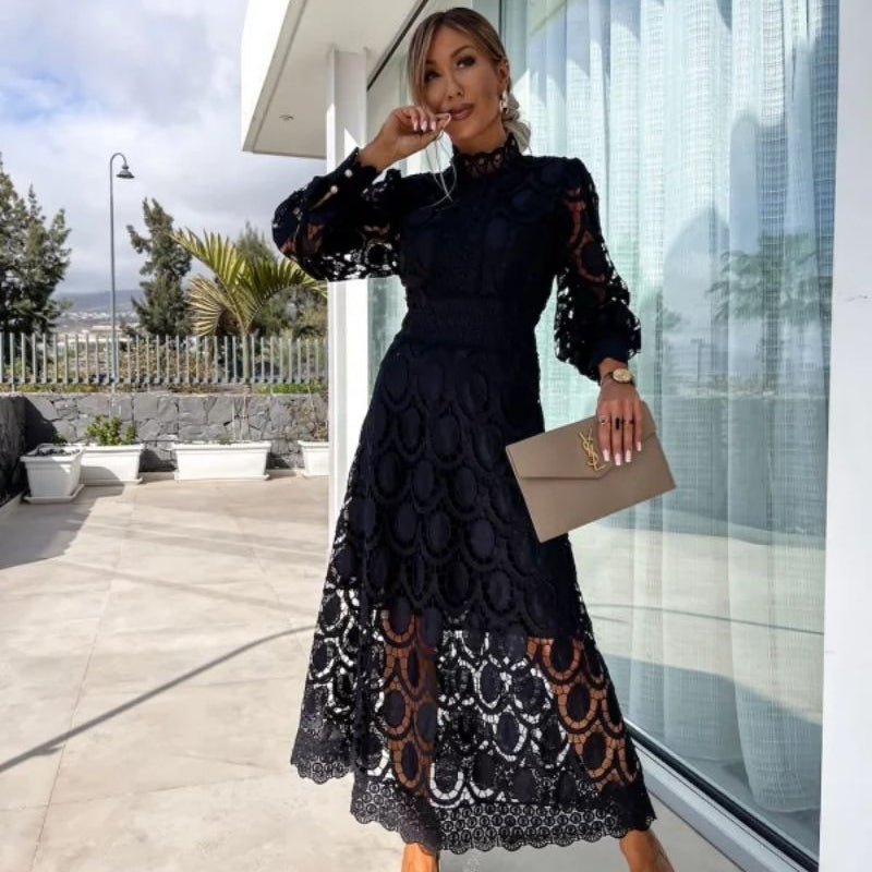 Luna Women's Midi Dress | Elegant Lace Design, Formal Dress
