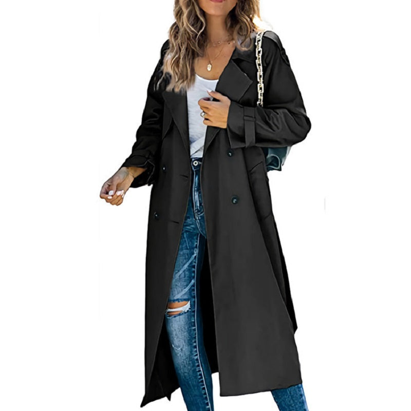 Women's Long Trench Coat – Stylish and Versatile Outerwear for Spring and Fall, Available in Multiple Colors and Sizes 0