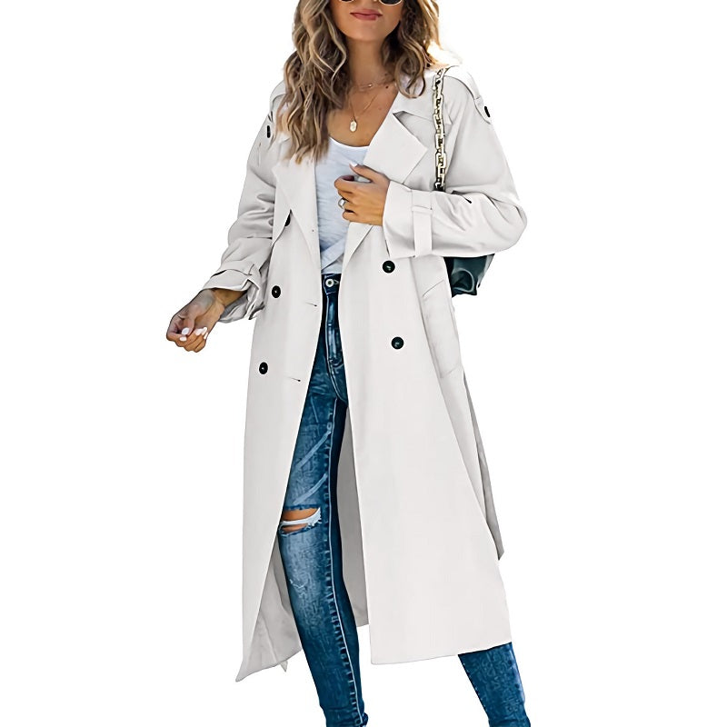 Women's Long Trench Coat – Stylish and Versatile Outerwear for Spring and Fall, Available in Multiple Colors and Sizes 1