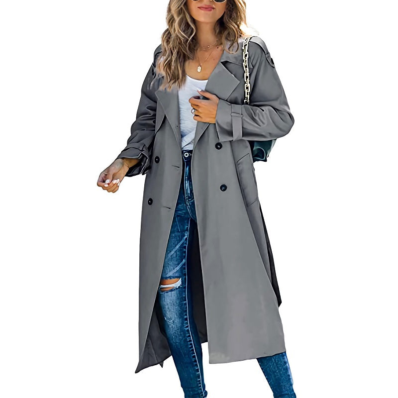 Women's Long Trench Coat – Stylish and Versatile Outerwear for Spring and Fall, Available in Multiple Colors and Sizes 4